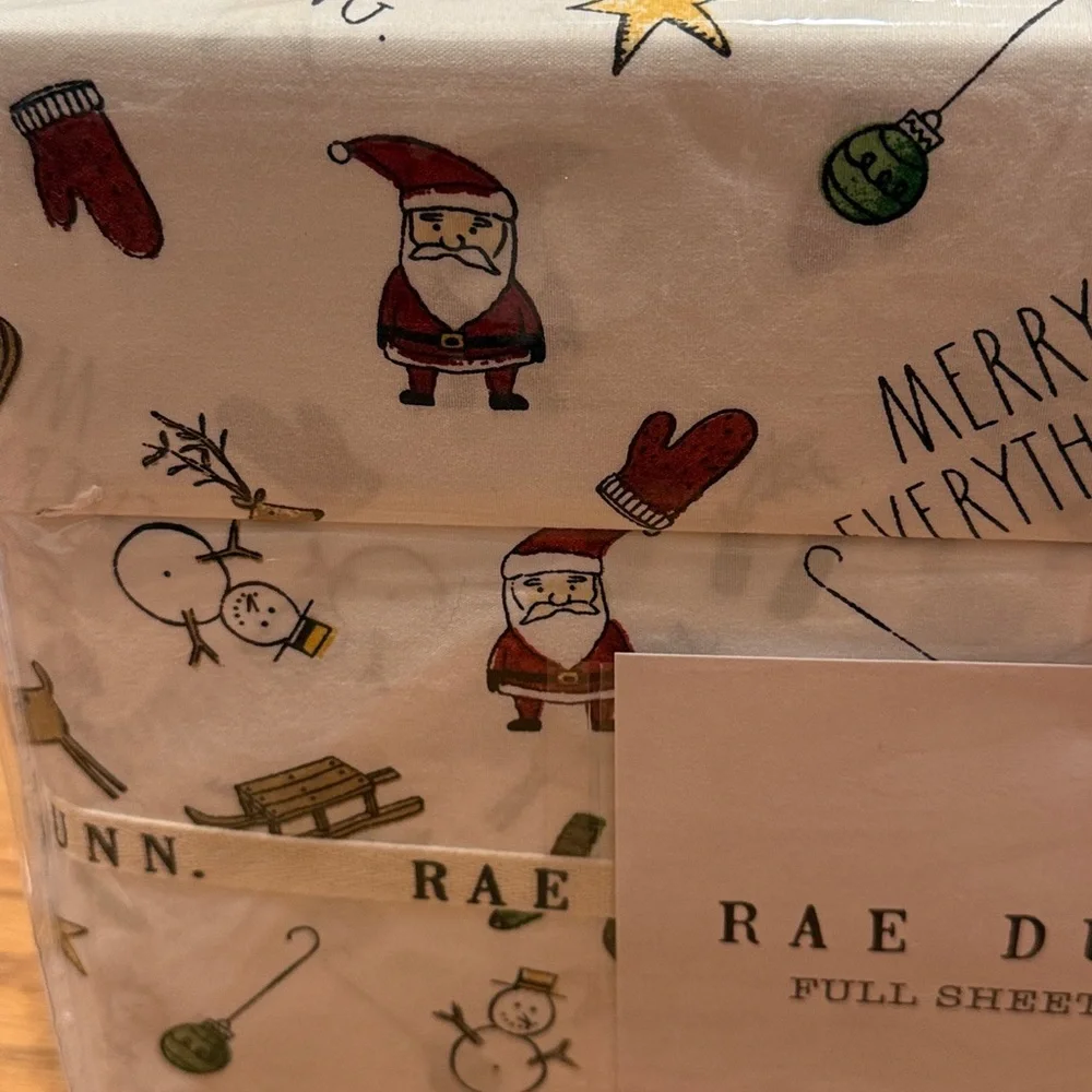Rae Dunn Christmas Sheets FULL Size SUPER SOFT Santa, Snowman, Reindeer NWT